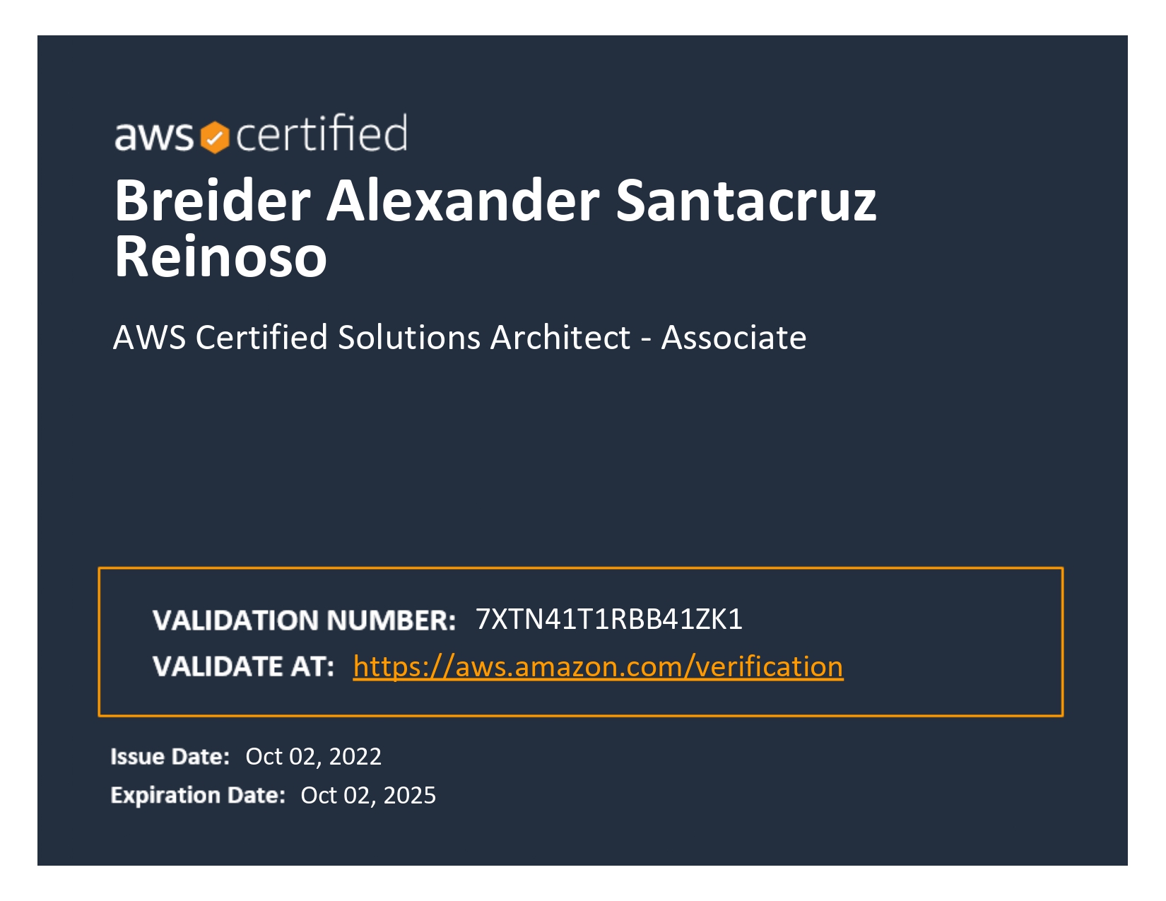 AWS Solutions Architect Associate certification