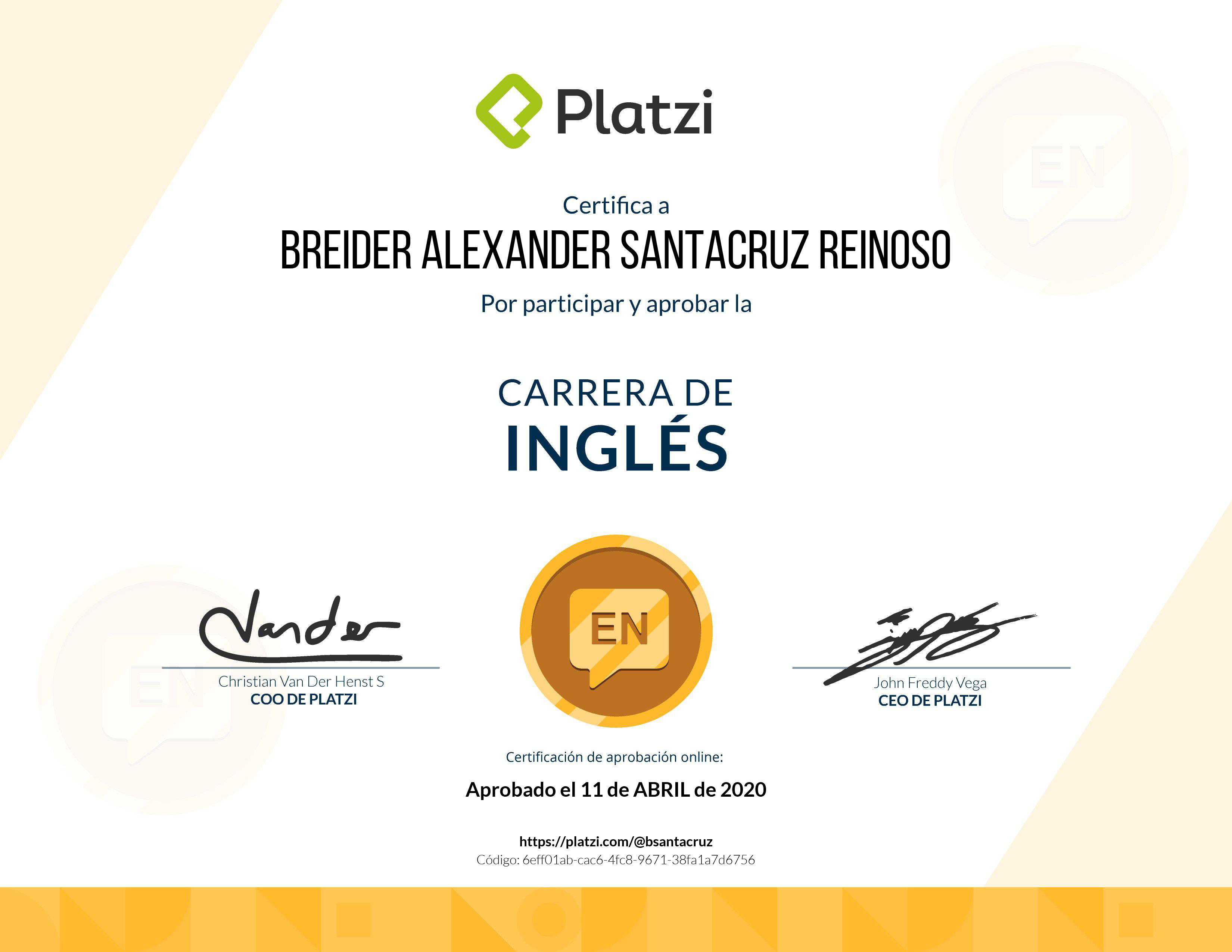 English certification Platzi
